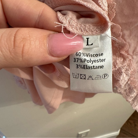 Unbranded Pink Milkmaid Cottagecore Lace Mini Dress Size Large - Picture 7 of 8